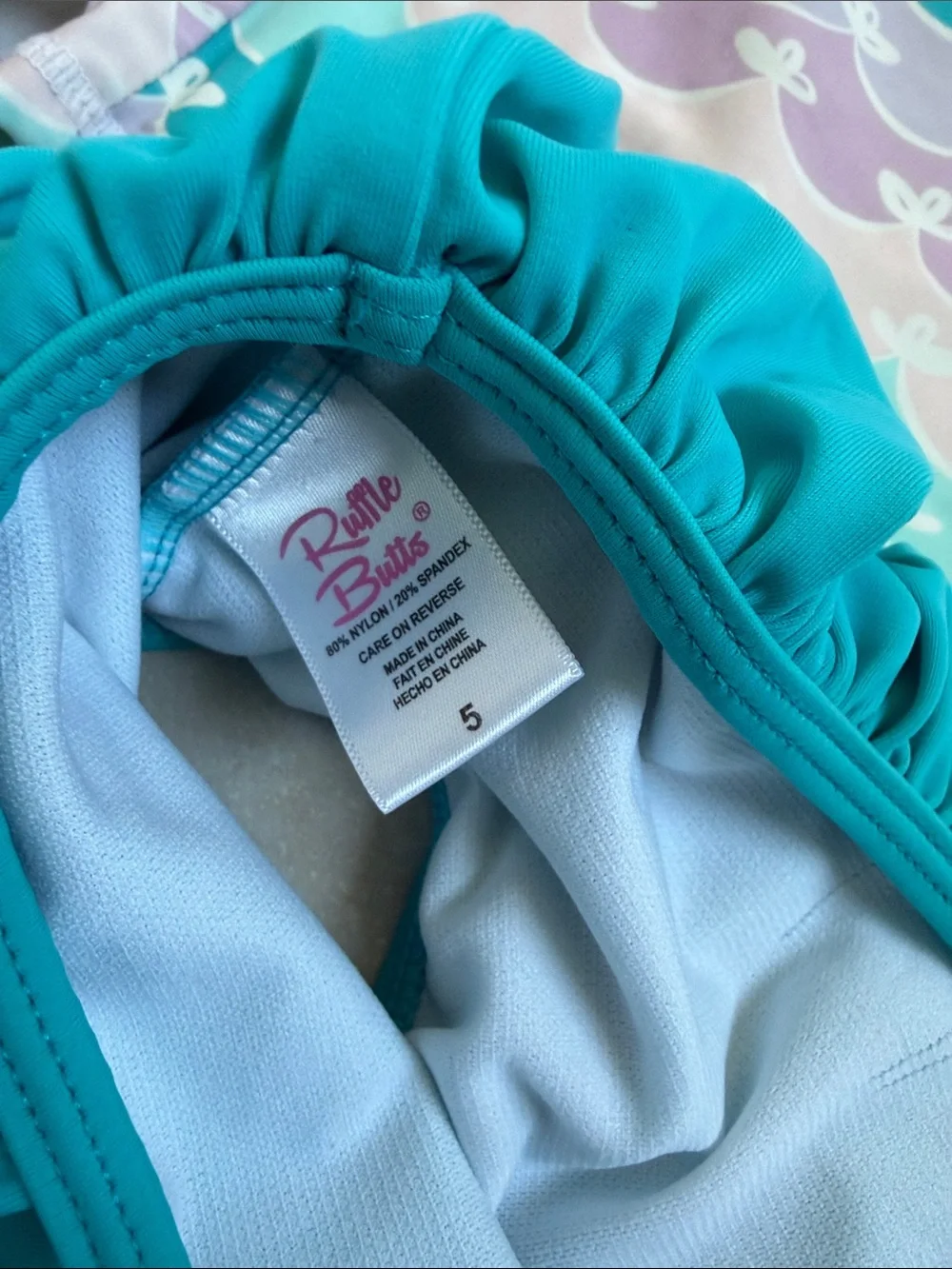 Ruffle Butts Teal, Mint & Lavender Girls Long Sleeve Rashguard Set